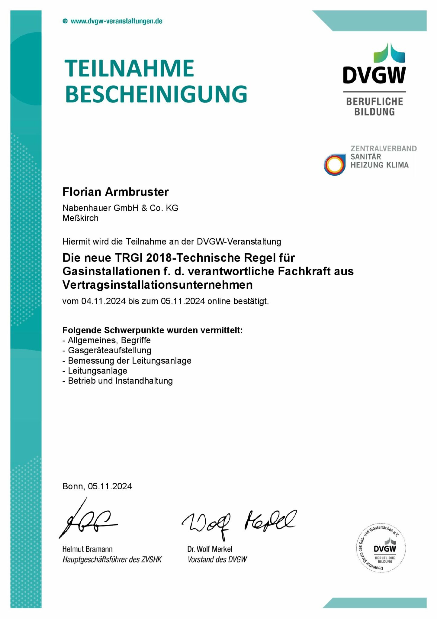 Die neue TRGI 2018-Technische Regel für Gasinstallationen f. d. verantwortliche Fachkraft aus Vertragsinstallationsunternehmen