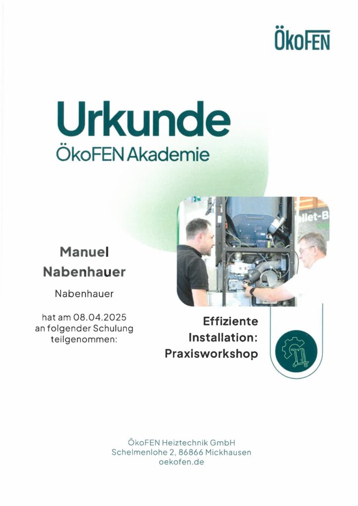 Urkunde Ökofen Akademie